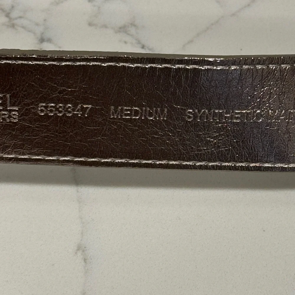 Michael Kors Silver Metallic Belt with Classic Large Oval Buckle